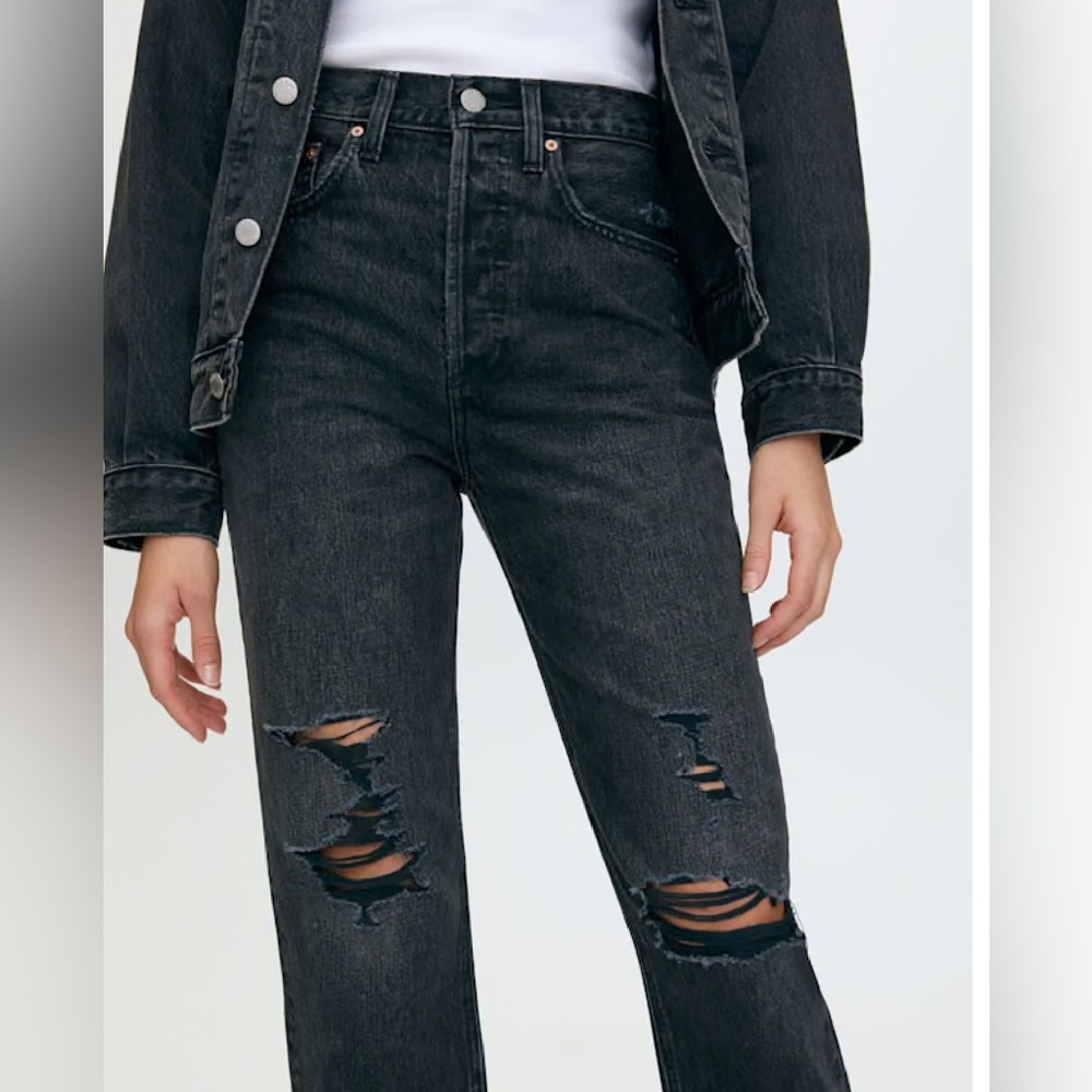 Denim Forum The Joni High Rise Loose 26L, Black Eyeliner Destroy, Size 24 - NWT